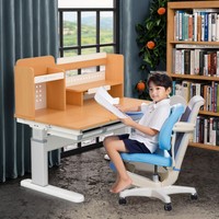 Bureau d'étude ergonomique pour enfants, réglable manuellement, écologique, multifonctionnel, en hêtre allemand, avec plateau épais et pieds en aluminium robustes