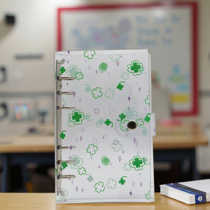 Mignon mode pince en plastique cahier planificateur ensemble porte-cartes anneau à feuilles mobiles journal bouton fermeture réinstallable dossier scolaire - Product Image 5
