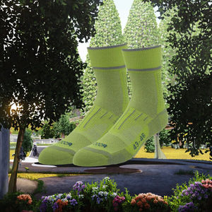 Nouvelles chaussettes montantes Coolmax antidérapantes à rayures vertes pour sports d'hiver en extérieur, randonnée, trekking, cyclisme, avec logo tricoté sur le revers - Product Image 3