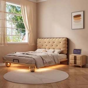 Cama para niños, cama de Arte de madera maciza Simple moderna de lujo ligera para niños, cama de princesa, dormitorio para niñas - Product Image 3