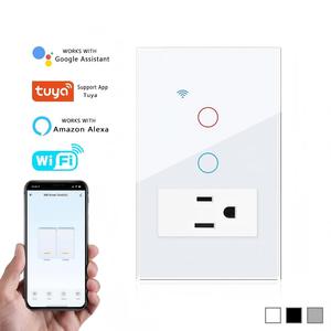 Interrupteur mural intelligent 1 voie 1 gang Wi-Fi avec ports USB et Type-C, commande vocale, design minimaliste, matériau PC, blanc, 10A 240V - Product Image 4