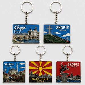 Llaveros Personalizados al por Mayor de Alta Calidad de Macedonia, Llaveros con Símbolos de Skopje, Recuerdo de Viaje, Regalo - Product Image 1