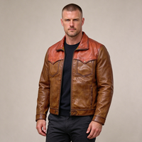 Blouson Bomber en Cuir Vintage pour Homme Style Western Hiver Yellowstone Effet Vieilli Veste de Cowboy Ranch Logo Personnalisé Vente en Gros