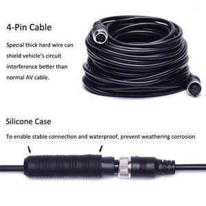 Podofo 2 X Caméra de recul pour voiture, 4 broches, écran LCD 7 pouces, kit de surveillance arrière, système de stationnement pour camping-car, camion, bus, fourgonnette 12V/24V - Product Image 5