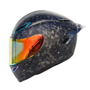 Brand New Motorcycle Helmet Retro Carbon Fiber Full Face Helmet DOT Approved Moto Motocross Helmet With HD Lens