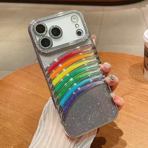 Custodia per telefono Glitter Rainbow Quicksand, <span class=keywords><strong>Cover</strong></span> protettiva galvanizzata per <span class=keywords><strong>iPhone</strong></span> 17 Pro Max e Samsung S25 Ultra - Product Image 4