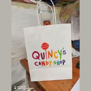 Bolsas de Papel Kraft de Lujo con Logotipo Personalizado, Bolsas de Compras Blancas y Marrones de Grado Alimenticio para Fiestas de Cumpleaños Infantiles, Regalos de Boda para Velas - Product Image 6