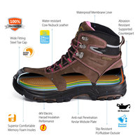 Bottes de sécurité imperméables à tige haute marron pour femmes, bottes de sécurité légères en composite pour la construction, l'entrepôt et le travail en extérieur