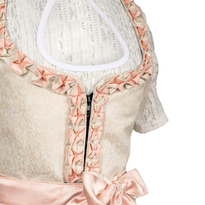 <b>Women</b> Traditional Dirndl <b>Dress</b> Floral Embroidery A-Line Midi Length Criss-Cross Neckline Short Sleeve <b>Vintage</b> Style - Product Image 5