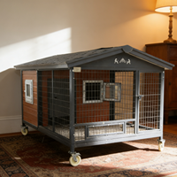 Nichoir pour chien en bois d'extérieur, imperméable, luxueux, type cabane forestière, avec toit, cage pliable pour petits animaux, utilisation en intérieur.