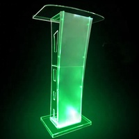Pupitre pliable en acrylique avec éclairage LED pour conférences, discours, cérémonies d'ouverture et célébrations