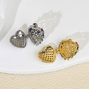 Collier pendentif cœur en cuivre plaqué or 18 carats, photo ouvrable, boucles d'oreilles et bracelet en diamant coloré, fabrication de bijoux - Product Image 3