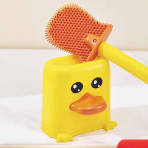 Cepillo de Baño de Silicona Ecológico con Diseño de Patitos, para Montar en la Pared, Juego de Cepillos para Inodoro, Diseño Divertido de Dibujos Animados - Product Image 2