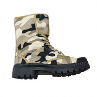 Bottes tactiques pour hommes, lacées, mi-mollet, dessus en toile, motif camouflage en caoutchouc, été, hiver, randonnée en plein air, entraînement