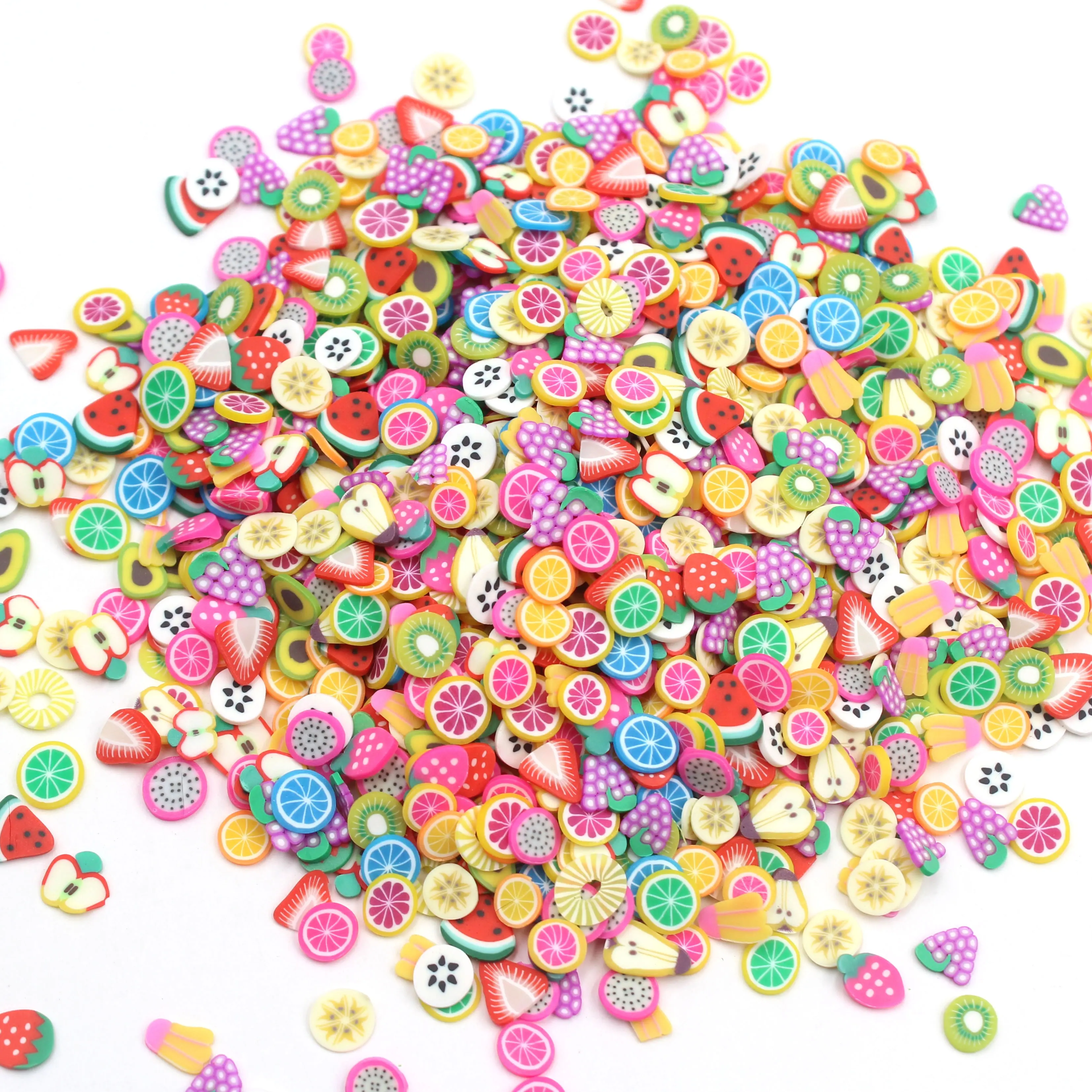 1KG Hot Selling 5ミリメートルPolymer Clay FruitsスライスAssorted Clay Sprinkles Soft PotteryためSlime Decoration Diy Filler Accessories