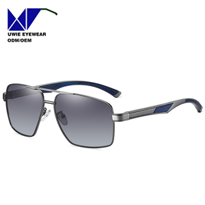 Lunettes <span class=keywords><strong>de</strong></span> soleil polarisées UV400 carrées en métal OEM pour hommes avec verres TAC à monture complète, nouveau modèle doré - Product Image 4