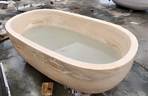 Luxury Custom-made Modern Oval Bathtubs Exclusive Cream White/Beige Travertine Freestanding Soaking Bathroom Vila Hotel Home - Product Image 4