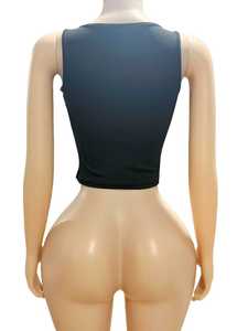Top Senza Maniche <span class=keywords><strong>con</strong></span> Stampa Lettering e Lacci, Collo a V, Traforato, Sexy, per Club e Feste, Stile Streetwear, Estate 2026 - Product Image 3