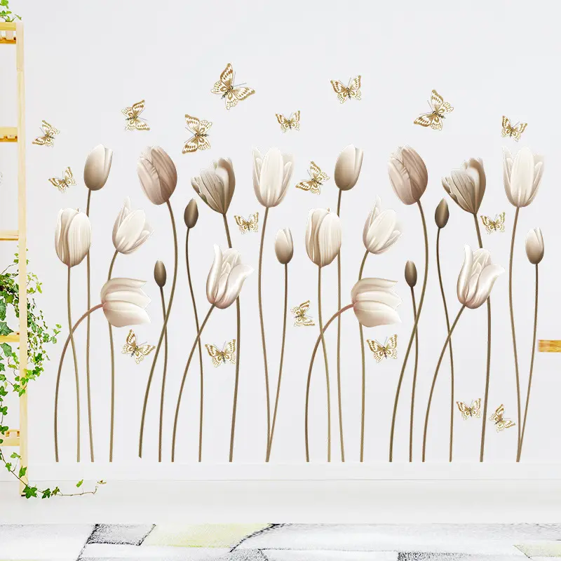 Tulip Butterfly Wall Decals Bedroom Living Room Porch Home Wall Decoration Wall Stickers