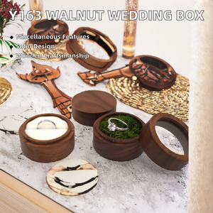 Cajas de Joyería de Madera de Nogal Negro Personalizadas al por Mayor para Anillos, Collares, Almacenamiento de Compromisos, Empaque, Hermosa Caja de Boda - Product Image 4