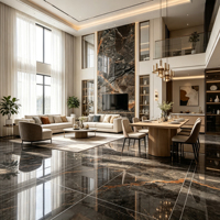 Carreaux de sol en porcelaine effet marbre brillant poli, 1200 x 600 (60x120), pour villas haut de gamme - Vente en gros