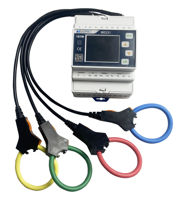 MEATROL 333mV CT 3 Phase Digital Power Analyzer ME231 Din Rail Rogowski Coil PQ Smart Energy Meter