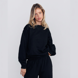Premium <b>Women's</b> <b>Black</b> Oversized Pullover Sweatshirt Casual Loose Fit <b>Fleece</b> Sweatshirt Top Long Sleeve Loungewear <b>Women</b> Outfit - Product Image 1