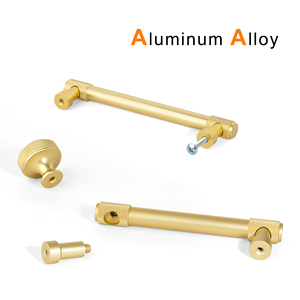 Aluminum Alloy Brushed Gold Knurled T Bar Pull Furniture Cabinet <strong>Door</strong> Handles Luxury Shapes for Kitchen <strong>Bedroom</strong> Living Room - Product Image 2