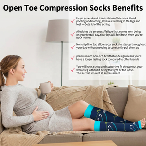 Chaussettes <span class=keywords><strong>de</strong></span> compression kaki à bout ouvert 20-30 mmHg à soutien gradué pour infirmières, femmes et hommes, couleur chair, sans orteils, hauteur genou, soulagement des varices - Product Image 6