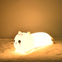 Lampe en silicone en forme de chat rechargeable par USB pour enfants, 7 couleurs changeantes, avec veilleuse pour chambre à coucher - Jouet animal mignon, cadeau
