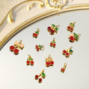 Cherry Charms Zinc Alloy Fruit Shape Pendant For DIY Jewelry Gift Women - Product Image 1