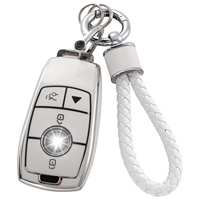 Coque de clé de voiture noire à bord argenté, incrustation de diamants et porte-clés mousqueton, best-seller transfrontalier sur Amazon