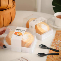 Boîte d'emballage en plastique transparente en PET de 1 mm d'épaisseur à double grain pour gâteau roulé, à usage unique