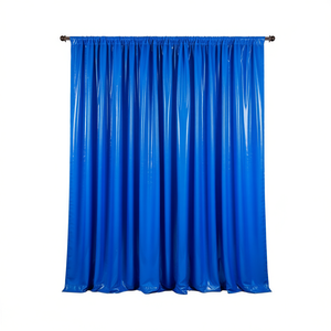 Tenda in PVC Blu Solido Impermeabile con Tasca per Asta, Copertura per Finestra per Soggiorno, Stile Moderno, Ombreggiatura Totale - Product Image 1