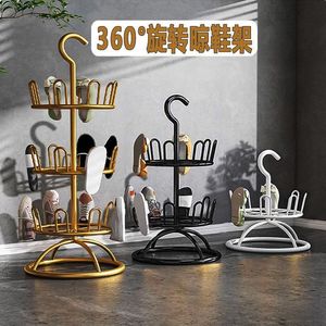 Zapatero dorado de 3 niveles con colgador, organizador giratorio para almacenamiento en interiores y exteriores - Product Image 3