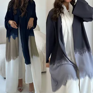イスラム教徒のアジアの女性の服のための絞り染めのデザインの毎日の摩耗アバヤイスラム教徒のスタイルの長いエレガンテと豪華なコート