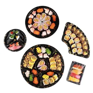 6-fach Snack Obst Dessert Lebensmittel behälter 14 Zoll Kunststoff Runde Sushi-Tablett