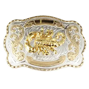 Due tonalità oro lucido argento fibbia della cintura occidentale Designer di moda cavallo fibbia Cowboy fibbia della cintura per uomo
