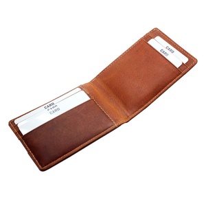 Luxury Handmade Crazy Horse Leather Front Pocket Easy Access Credit <b>Wallet</b> Thin Slim Minimalist Full Grain Leather Card Holder - Product Image 2