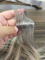 Extensions de cheveux naturels vierges doublement étirés en silicone micro-tissé, extensions de cheveux humains à nano-perles en peau de PU
