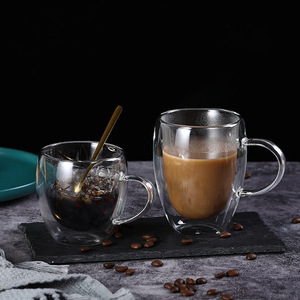 <span class=keywords><strong>Transparent</strong></span> incassable Offre Spéciale à double paroi en verre tasse de café avec poignée - Product Image 2