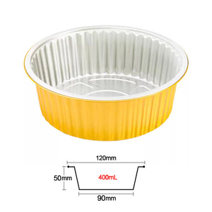 Dùng Một Lần Vàng Nhôm Lá PP Lót Cấp Thực Phẩm Vòng Cao Cấp Bột Giấy Đúc Kín 1000Ml Container Với Nắp - Product Image 3