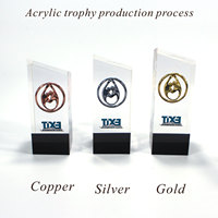 Trophée personnalisé en résine et acrylique, style art populaire, en forme de cube ou goutte d'huile, avec presse-papiers intégré, pour entreprise immobilière, cadeau d'affaires