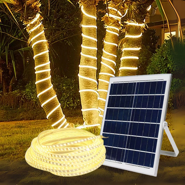 20m 1440LED Warm Solar Strip Lights Remote Control Waterproof Christmas Tree Strip Light Outdoor Solar Powered Solar Strip Light