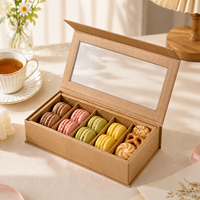 Boîte cadeau haut de gamme pour biscuits, nougats et pâtisseries, avec couvercle magnétique à ouverture transparente personnalisée en carton
