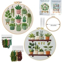 Kit de broderie botanique, motif végétal pré-imprimé, tous les outils inclus pour les débutants en artisanat DIY