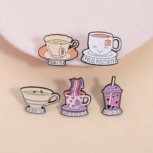 Cross-border Nova Tarde Chá Xícara De Café Forma Animal Broche Digital Comércio Exterior Criativo Bubble Tea Metal Badge Pin - Product Image 4