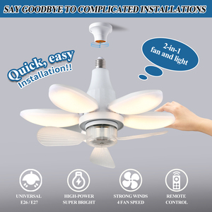 Lotus <span class=keywords><strong>พัดลม</strong></span><span class=keywords><strong>เพดาน</strong></span> LED ปรับลมได้, ฐาน E27ลูเมนสูงปรับได้4สปีดสำหรับโรงนาโรงรถโรงรถโรงรถ - Product Image 4