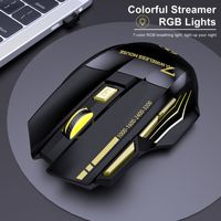 Ratón Óptico Inalámbrico para Juegos M02 USB 2.4GHz, 7 Botones, Luz RGB Intermitente, Botón de Disparo, 3200dpi, Rueda de Desplazamiento de Cuatro Direcciones, Ergonómico