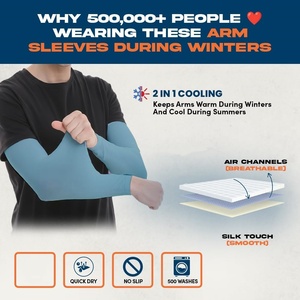 Manguitos deportivos personalizados de protección UV, transpirables, duraderos, de secado rápido, <span class=keywords><strong>sin</strong></span> costuras, para ejercicio y trabajo al aire libre. - Product Image 2